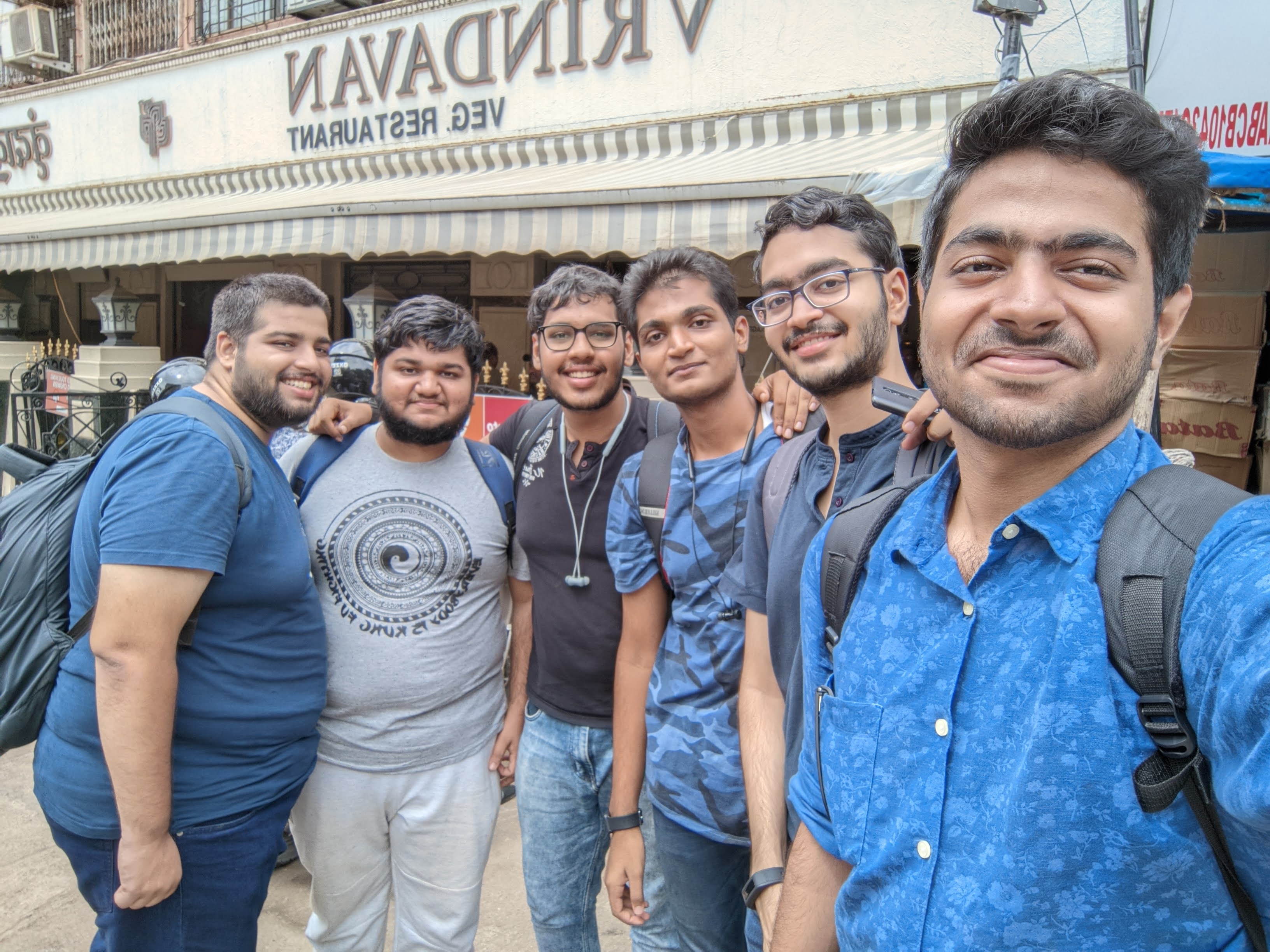 A group photo consisting me, Harsh, Kartik, Dheeraj, Tushar, and Pranav